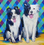 Dash and Jeeves dog painting by artist Kate Green
