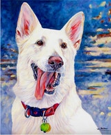 Foxie dog portrait by artist Kate Green
